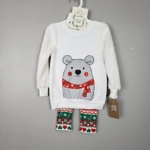 Christmas Bear Soft and Cozy 2 Piece Outfit NEW